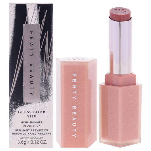 Fenty Beauty Gloss Bomb Stix Shimmer in Fenty Glow texture close-up for smooth, glossy lips