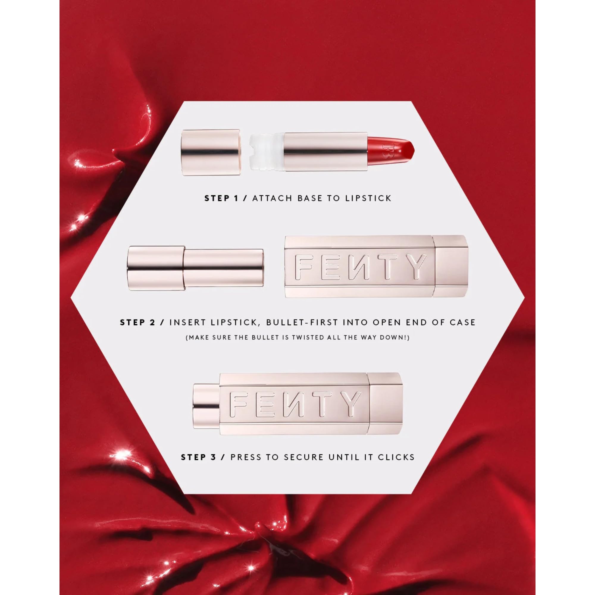 Fenty Beauty Kissin' Kutie application close-up reveals even, precise lip color.
