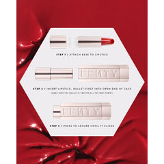 Fenty Beauty Kissin' Kutie application close-up reveals even, precise lip color.