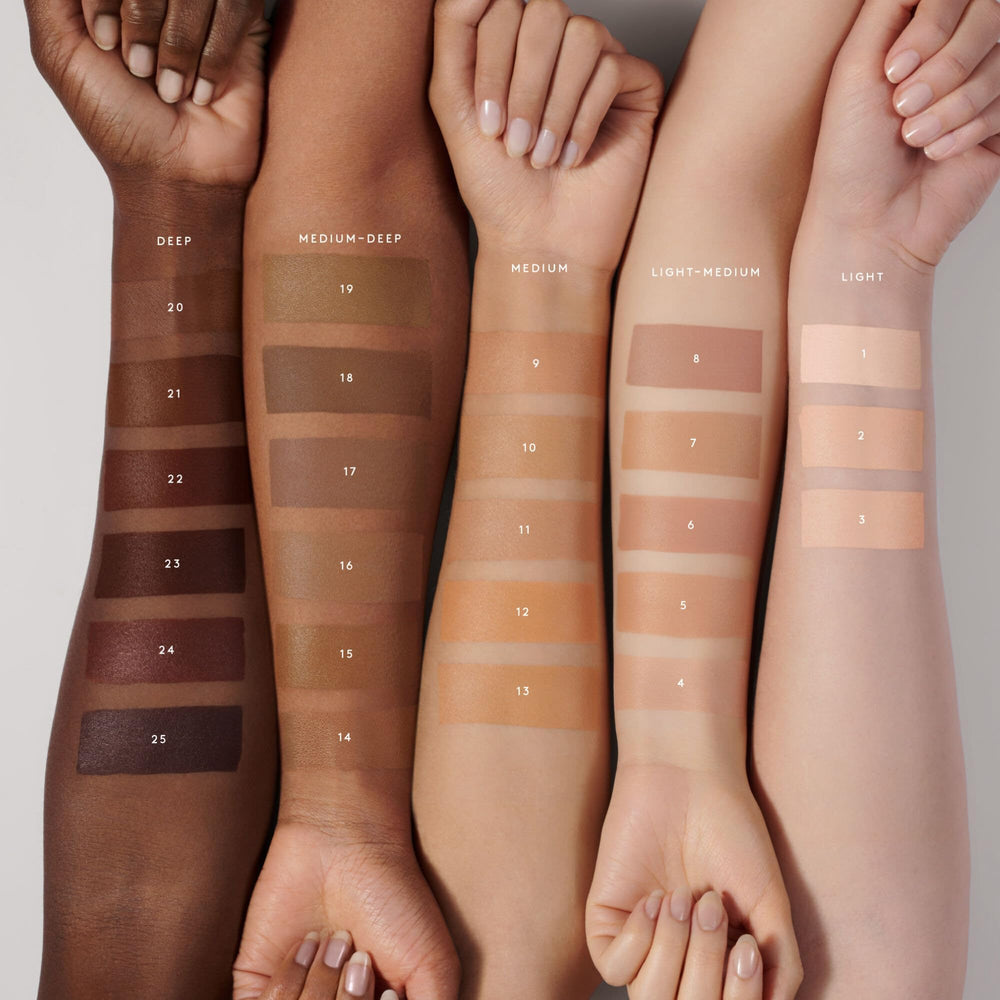 Fenty Eaze Drop Blur Stick swatch highlights light coverage and natural blur.