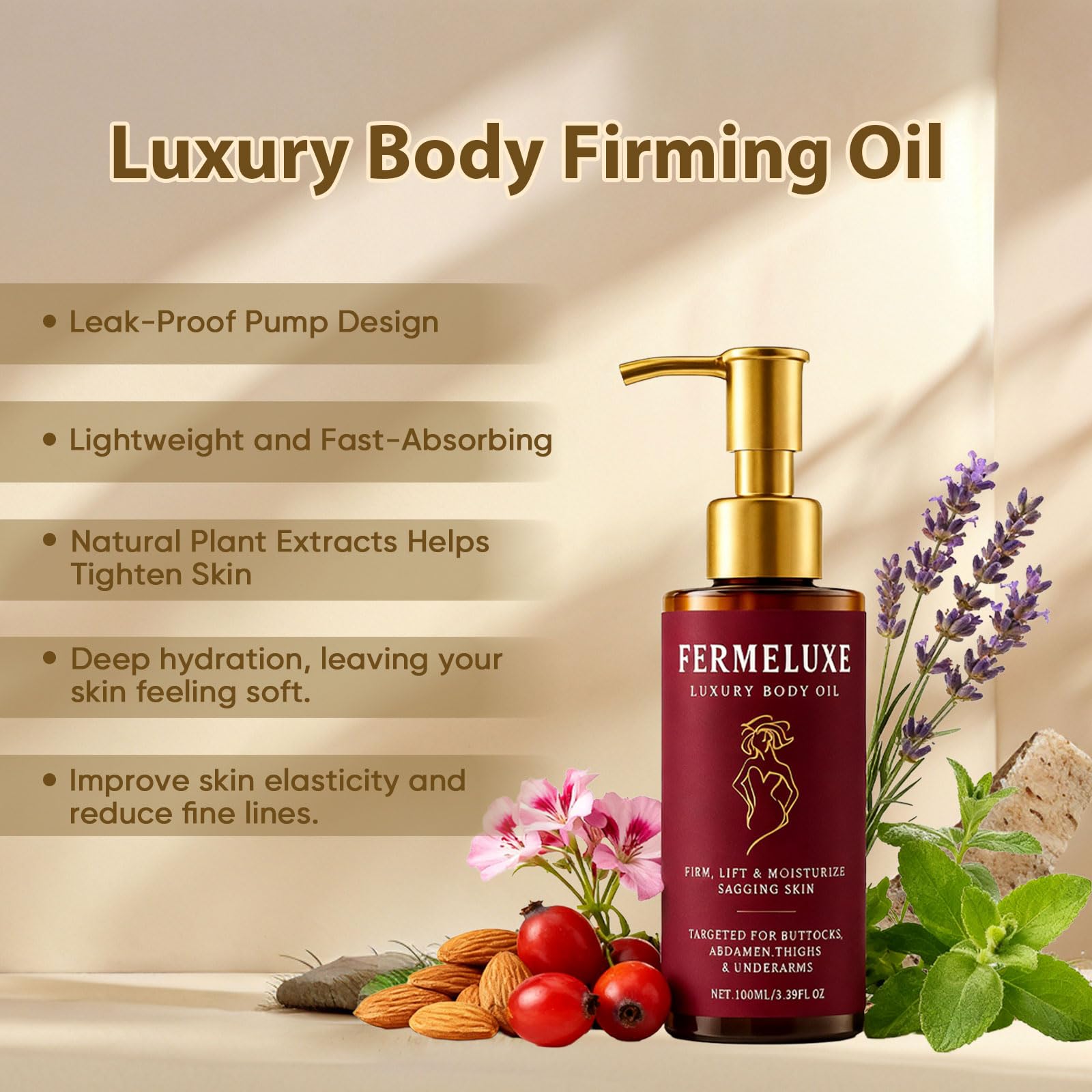 FERMELUXE oil after shower absorbed quickly on the skin.