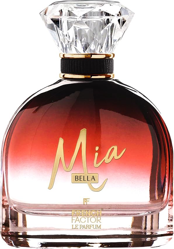 FF French Factor Mia Bella liquid close-up highlights pear and jasmine for a fresh opening.