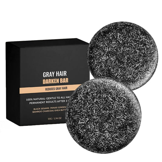 F FENG PEI black shampoo bar close-up showing natural darkening potential