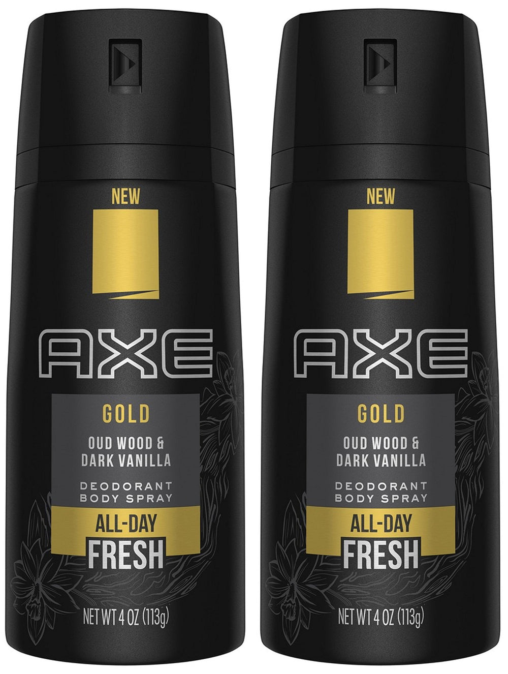 FIYY6VC Axe Gold Oud Wood and Dark Vanilla deodorant spray bottle front for daily freshness