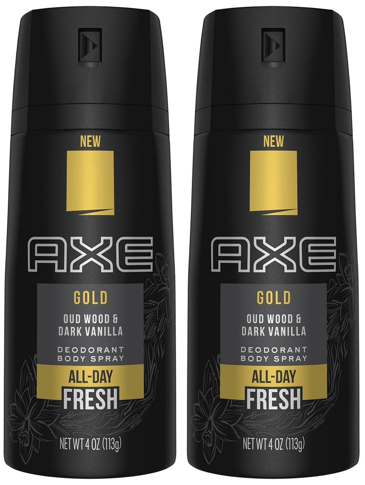 FIYY6VC Axe Gold Oud Wood and Dark Vanilla deodorant spray bottle front for daily freshness