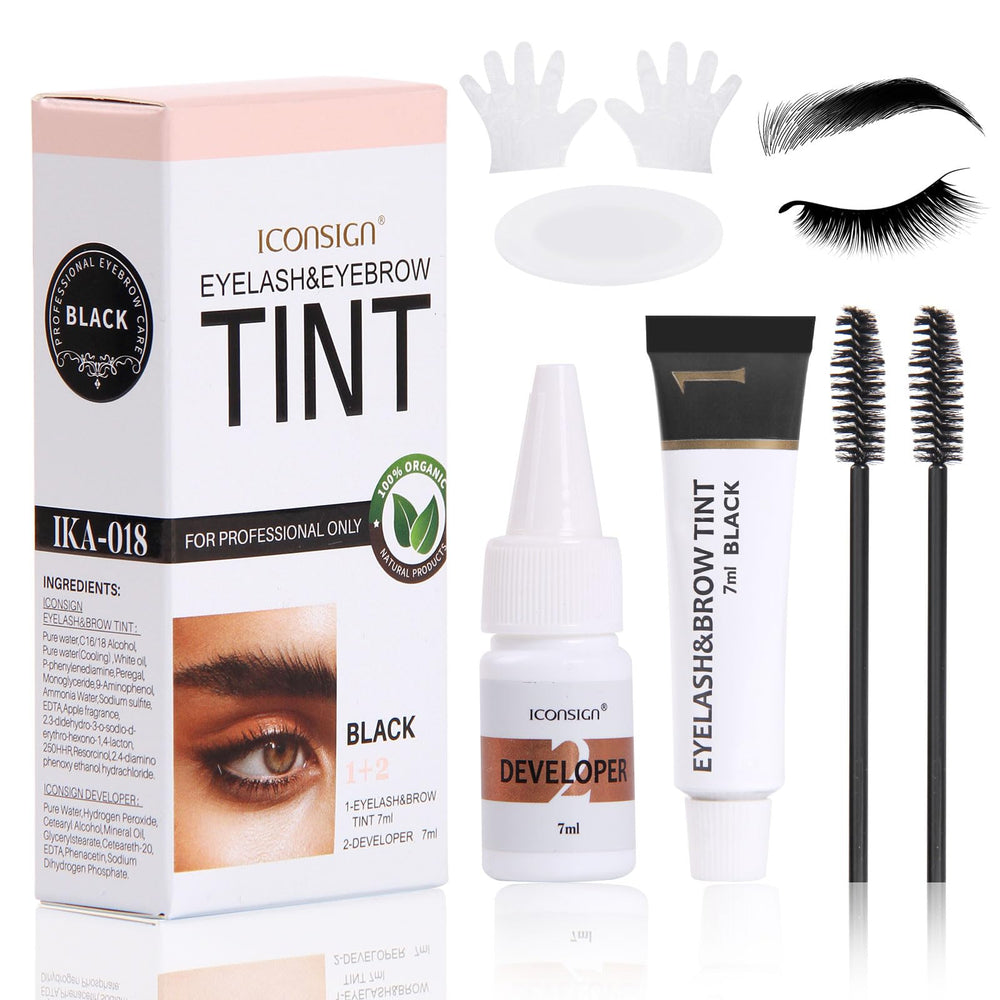 FIAHNG Lash Color Kit black bottle close-up for an even tint.