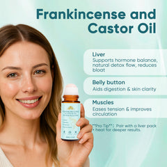 Fibosara roll-on applying on skin demonstrating easy portable beauty care.