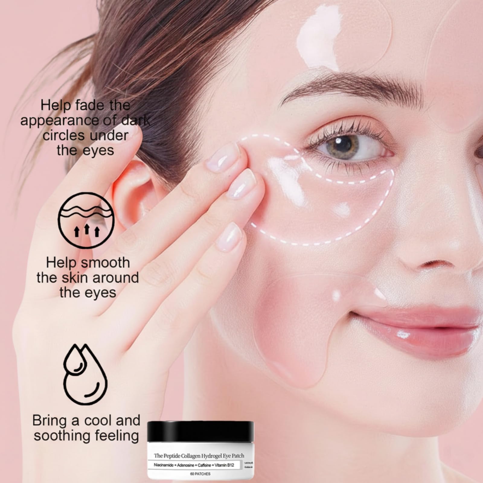 Fidiiog eye masks ingredients closeup highlights peptides and hydration benefits.