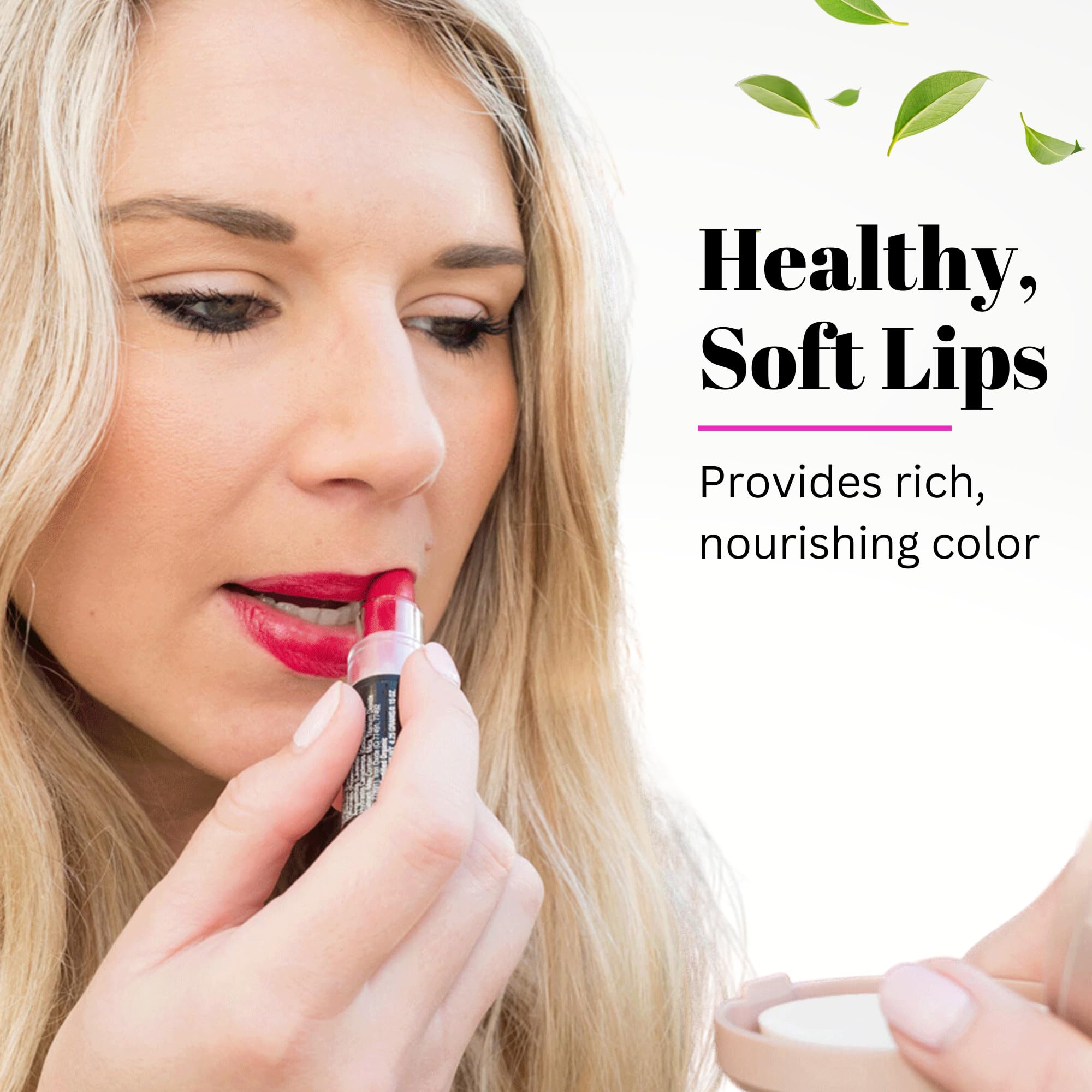Lips wearing Fifth & Skin Berry Red with moisturized feel
