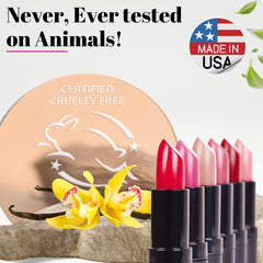 Close-up of Cherry Plum lipstick swirl for creamy, smooth application