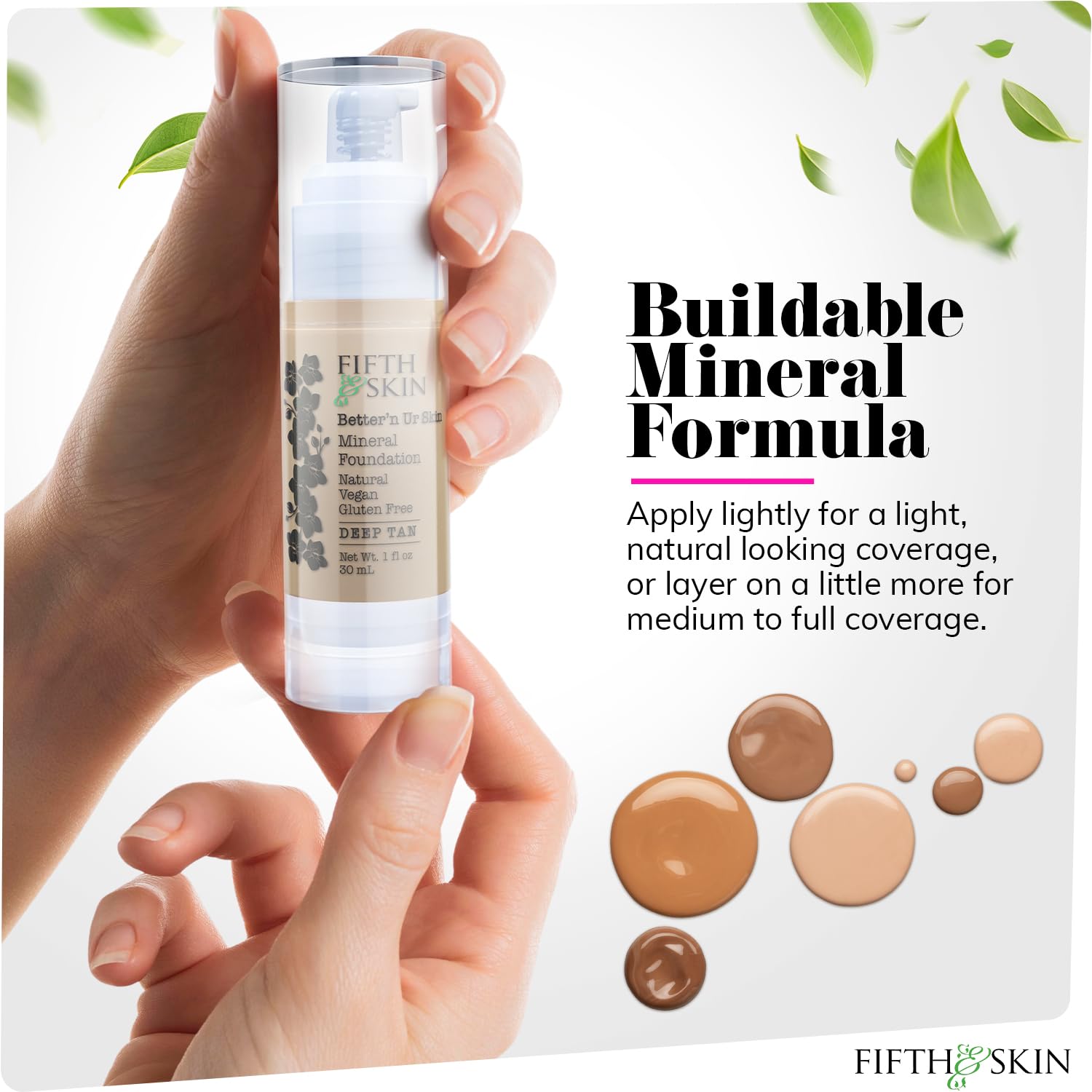 Swirled blend on skin reveals powder-like finish without caking