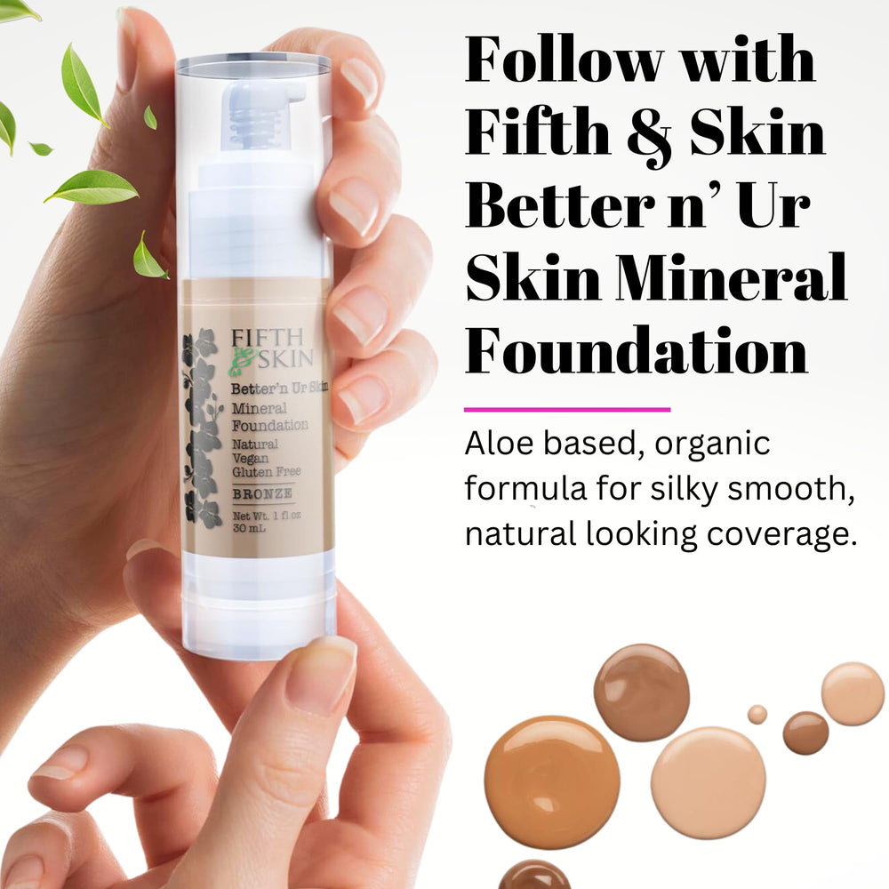 Organic botanicals highlighted in Fifth & Skin Primer formula.