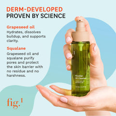 Fig.1 Micellar Oil Cleanser application shown for balanced, soft skin after use.