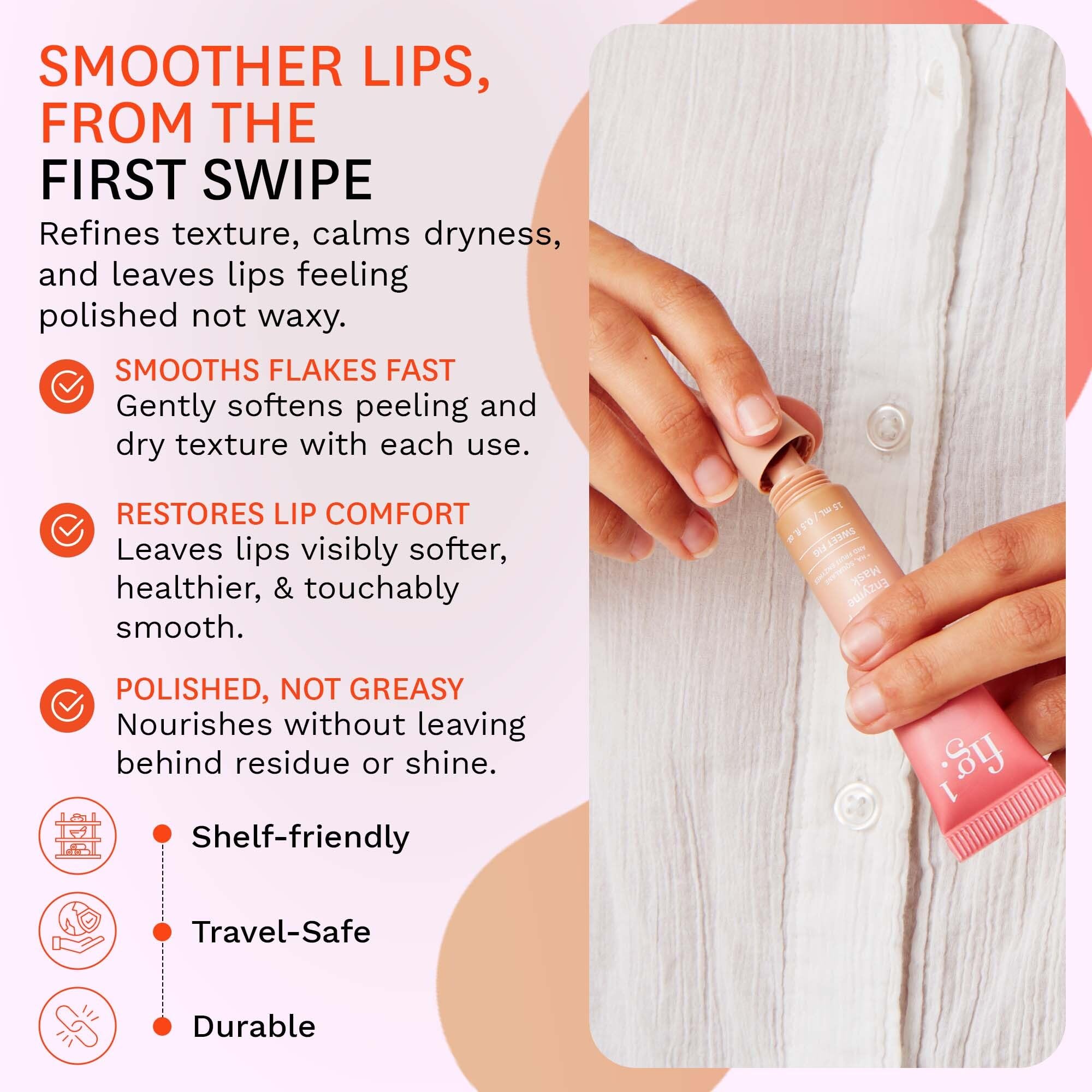 Fig.1 ReviveLip Enzyme Mask with hyaluronic spheres delivering lasting moisture