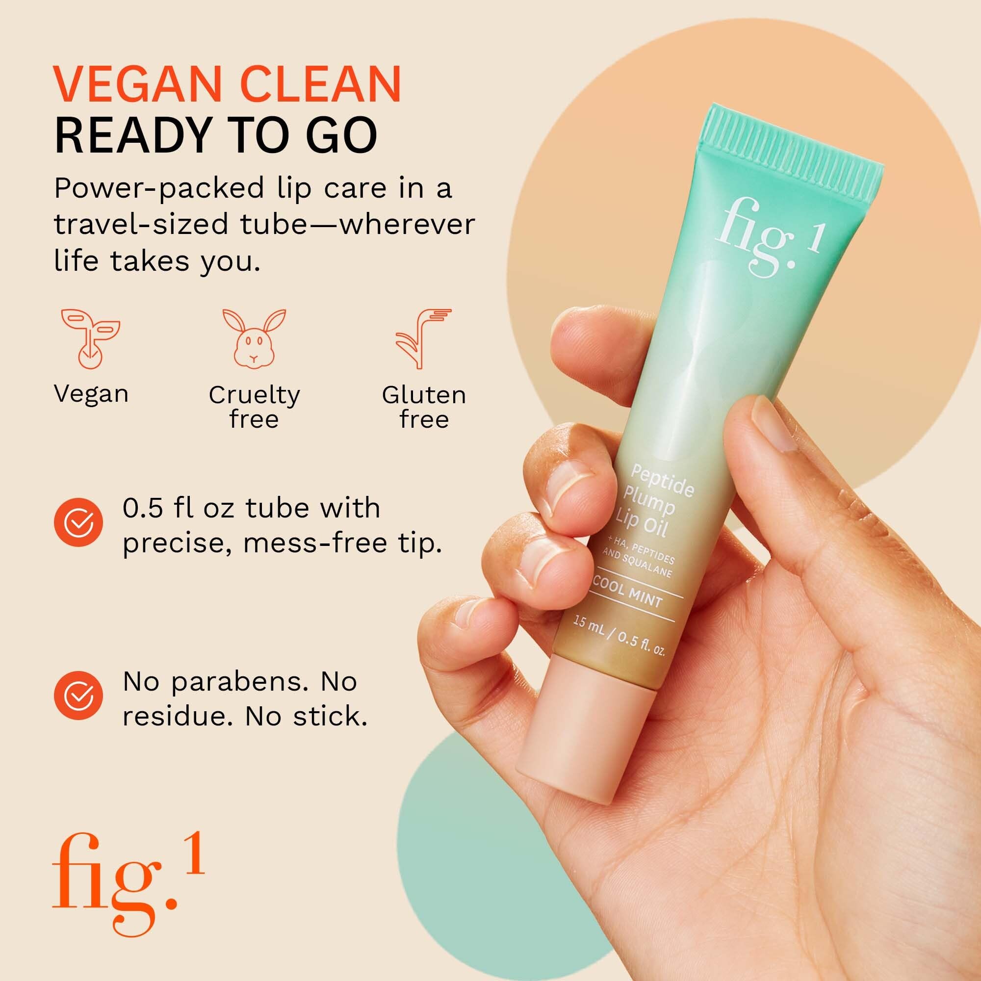 Fig.1 vegan squalane lip gloss close-up emphasizes plant-based hydration