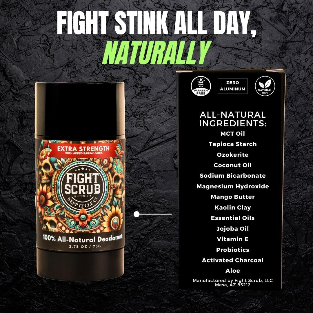 Fight Scrub Extra Strength Deodorant stick application demonstrates easy, non-sticky use for daily wear.