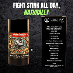 Fight Scrub Extra Strength Deodorant stick application demonstrates easy, non-sticky use for daily wear.
