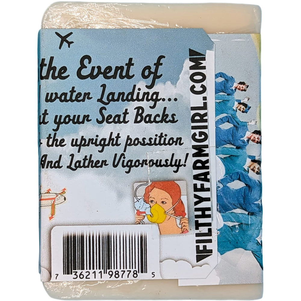 Filthy Farmgirl Flight Attendant Mile High Mint soap bar closeup shows natural ingredients.