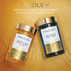 Findley Brightening Serum box and bottle on a clean vanity