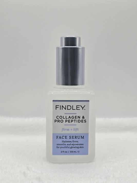 Findley Collagen & Pro Peptides serum bottle for hydration and firming support.