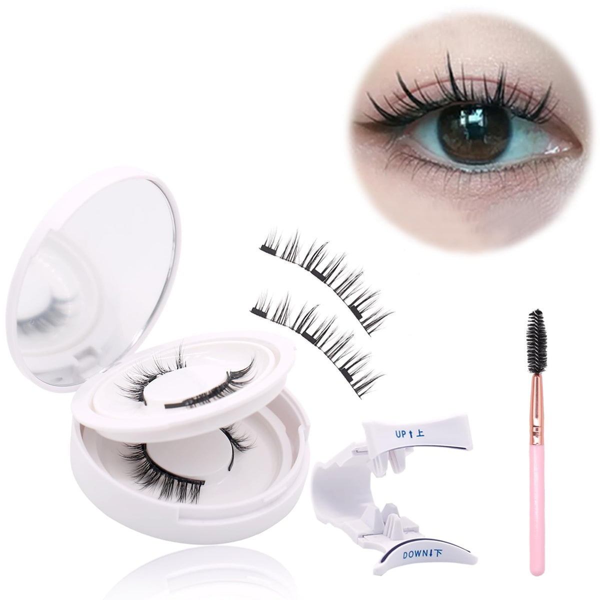 FindLove magnetic eyelashes natural look close-up for a subtle daytime effect.