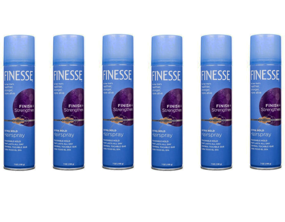 Finesse Extra Hold hairspray can front view for long-lasting styles.