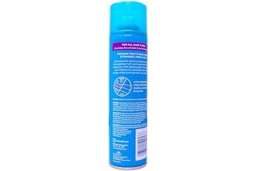 7oz can detail shot of Finesse Finish + Strengthen hairspray for compact storage.