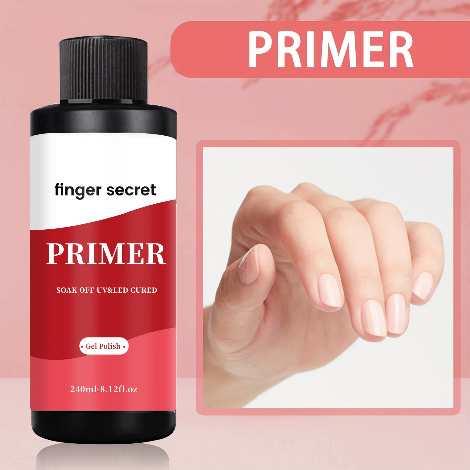 Finger Secret nail primer fluid application shows quick-drying texture without brush marks.