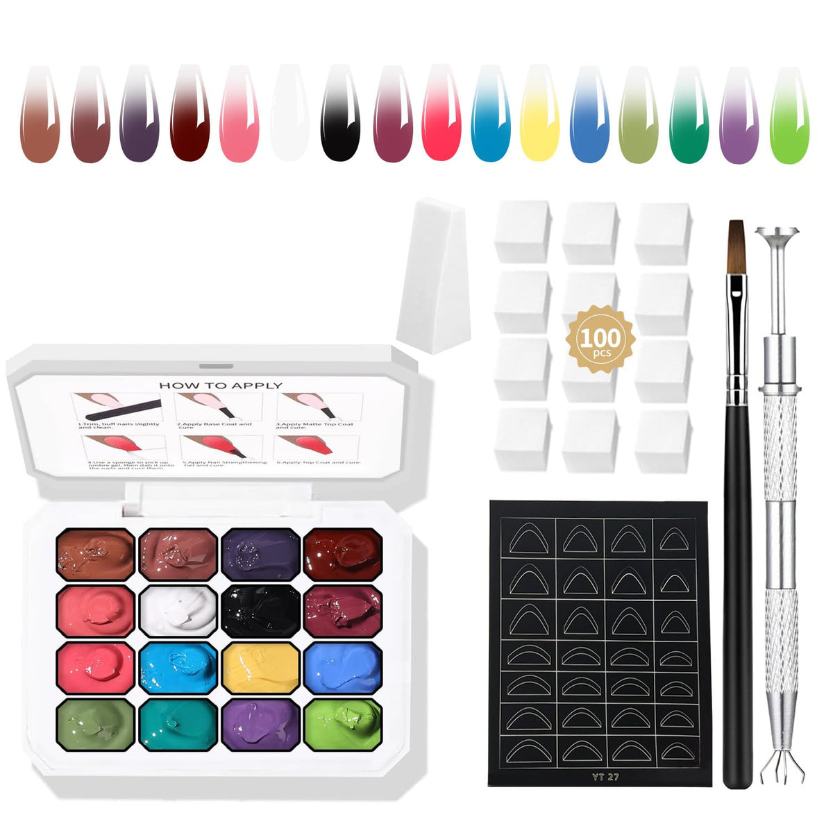 Finger Secret 16-color ombre gel palette for smooth gradients
