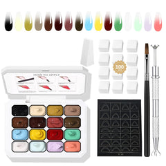 Finger Secret ombre gel palette with 16 colors for seamless gradients.