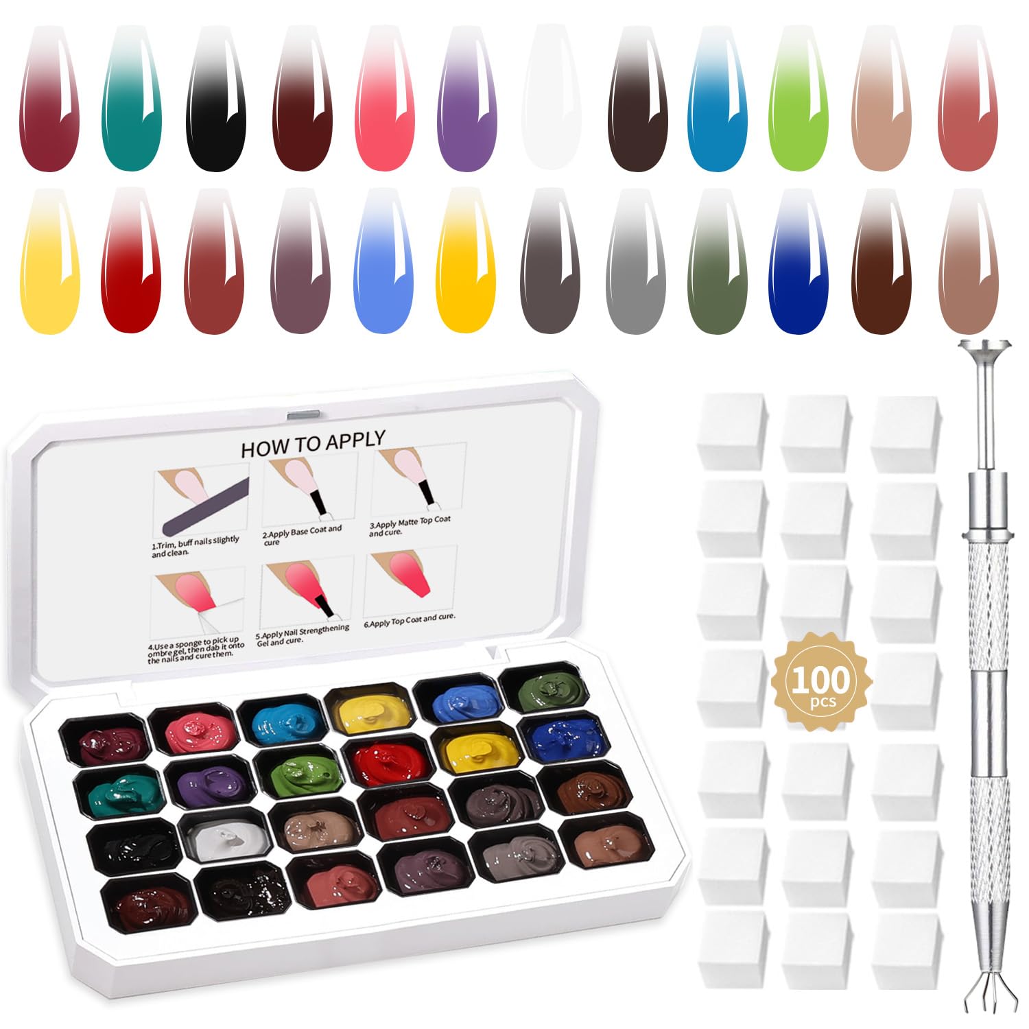 Finger Secret ombre gel palette close-up for smooth gradient nails.