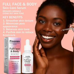 Finones 5-in-1 serum packaging emphasizing multi-benefit formula for versatile use.