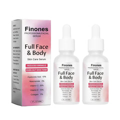 Finones Skin Vitamin Serum bottle highlighting smooth hydration for glowing skin.