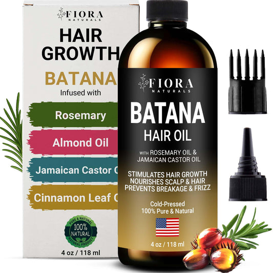 Fiora Naturals Batana Rosemary Oil bottle for convenient at-home use
