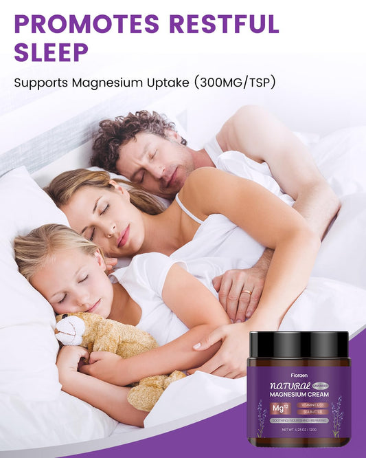 Fioraen magnesium-cream-muscle-relief-jar demonstrates post-workout comfort with soothing texture.