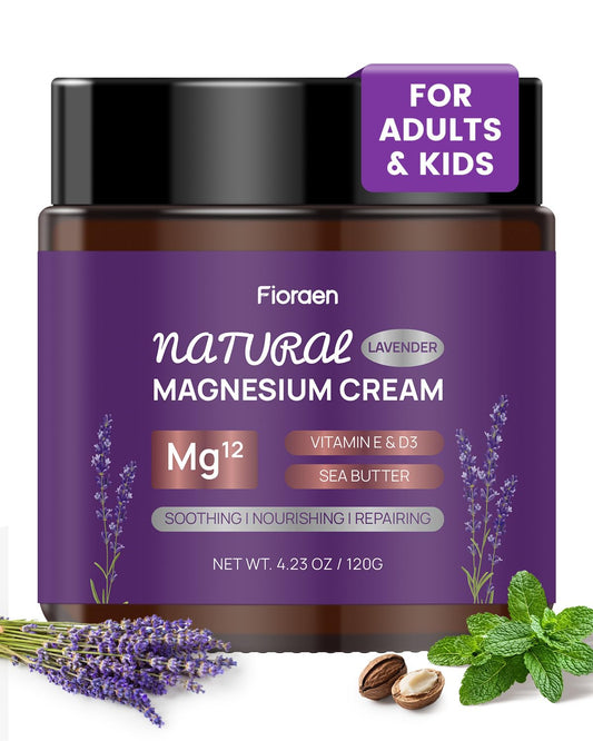 Fioraen magnesium lotion sleep bottle promotes calmness for easier bedtime routines.