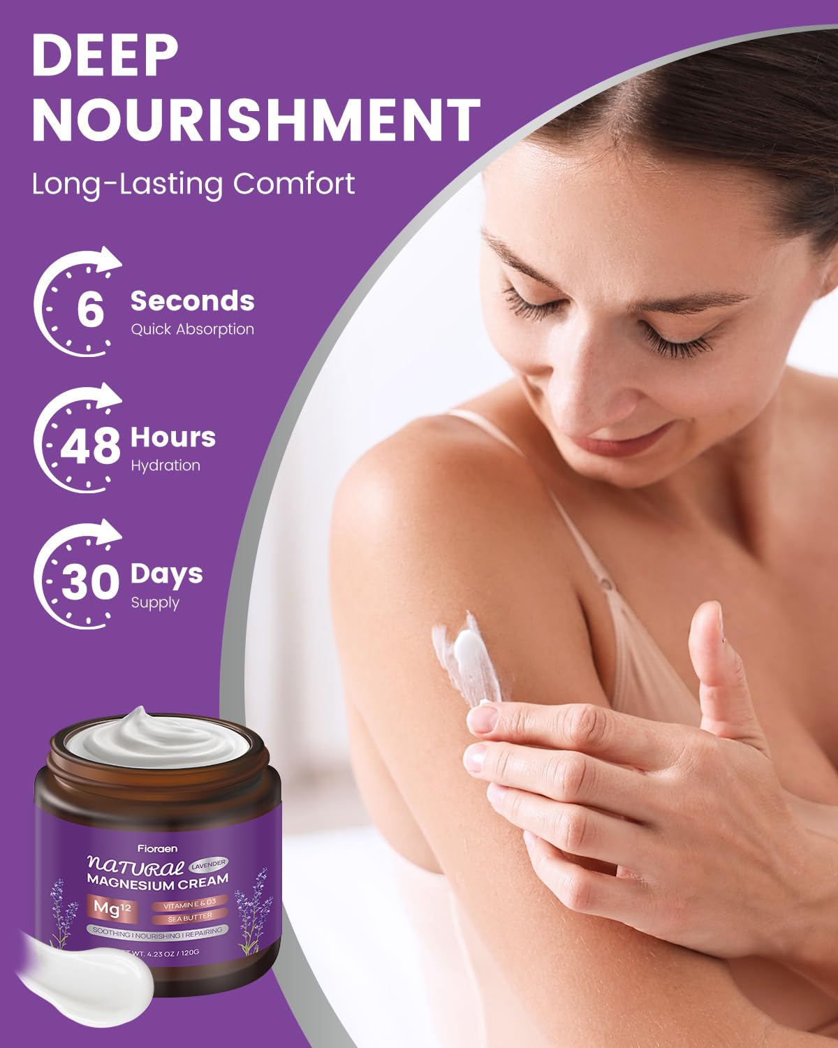 Fioraen shea-butter-vitamin-e-d3-cream nourishes dry skin with rich, lightweight hydration.