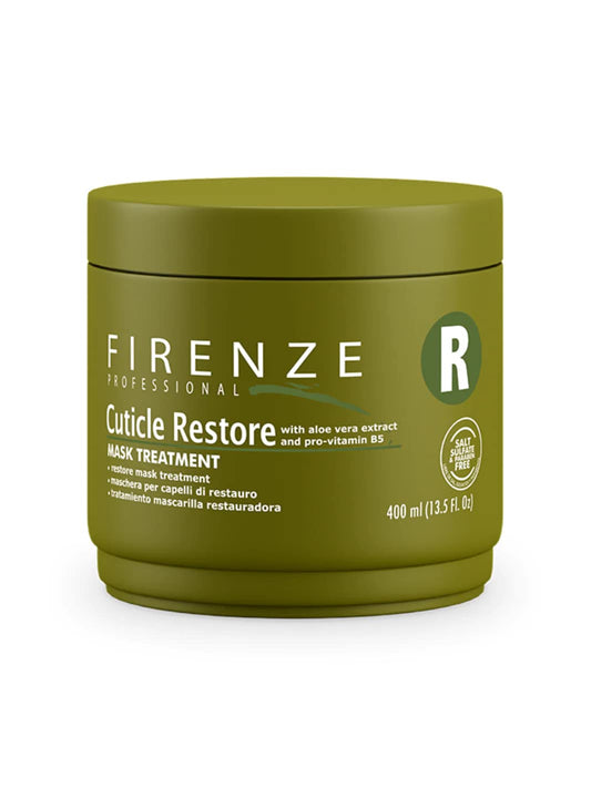 Firenze Cuticle Restore mask bottle promotes deep conditioning for silky hair