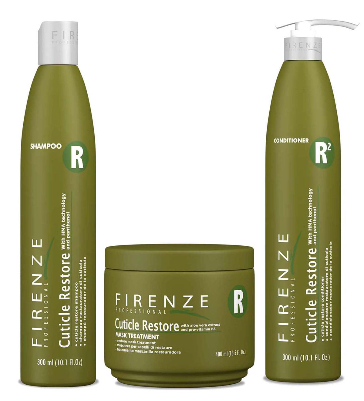 Firenze Professional Cuticle Restore Shampoo bottle for deep hydration and cuticle care.