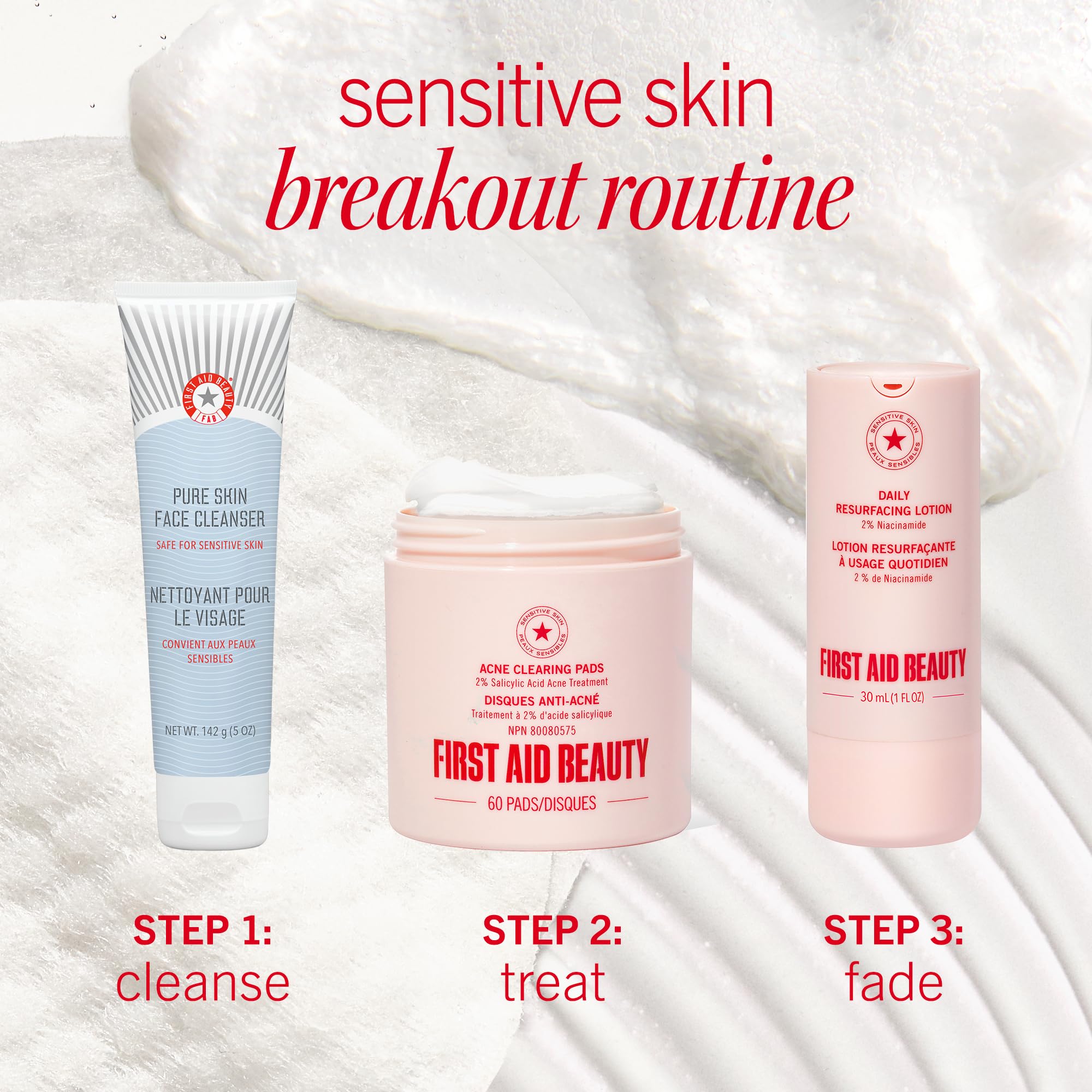First Aid Beauty Acne Pads compostable packaging highlights sustainability.