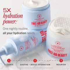 First Aid Beauty daily cleansing routine image illustrates an easy at-home skincare step.