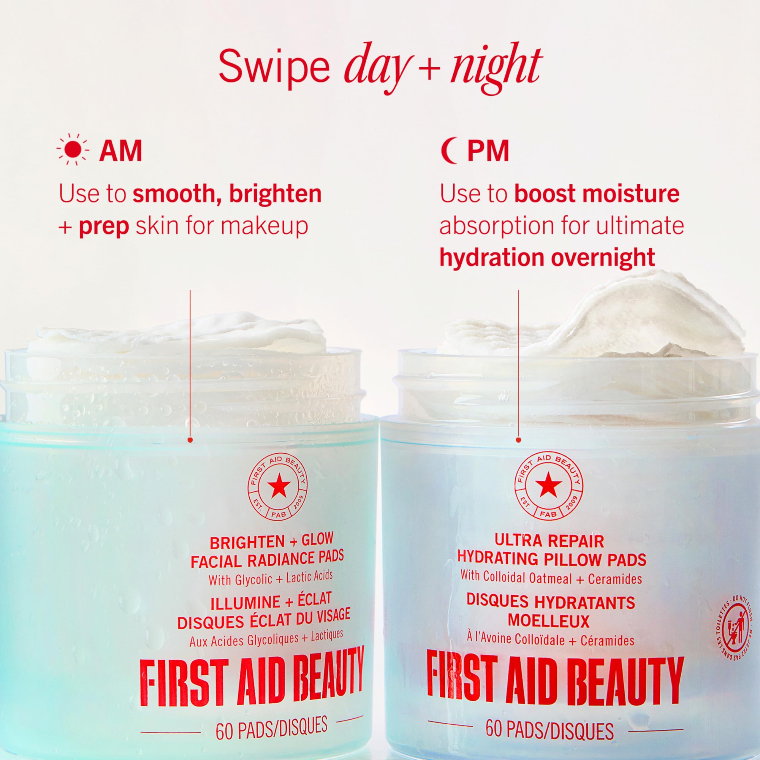 First Aid Beauty Facial Radiance Pads eco-friendly packaging on display
