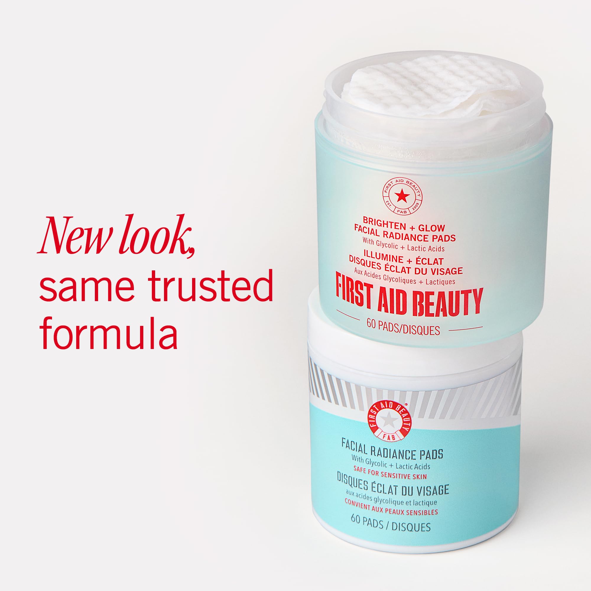 First Aid Beauty Facial Radiance Pads packaging highlights compostable packaging