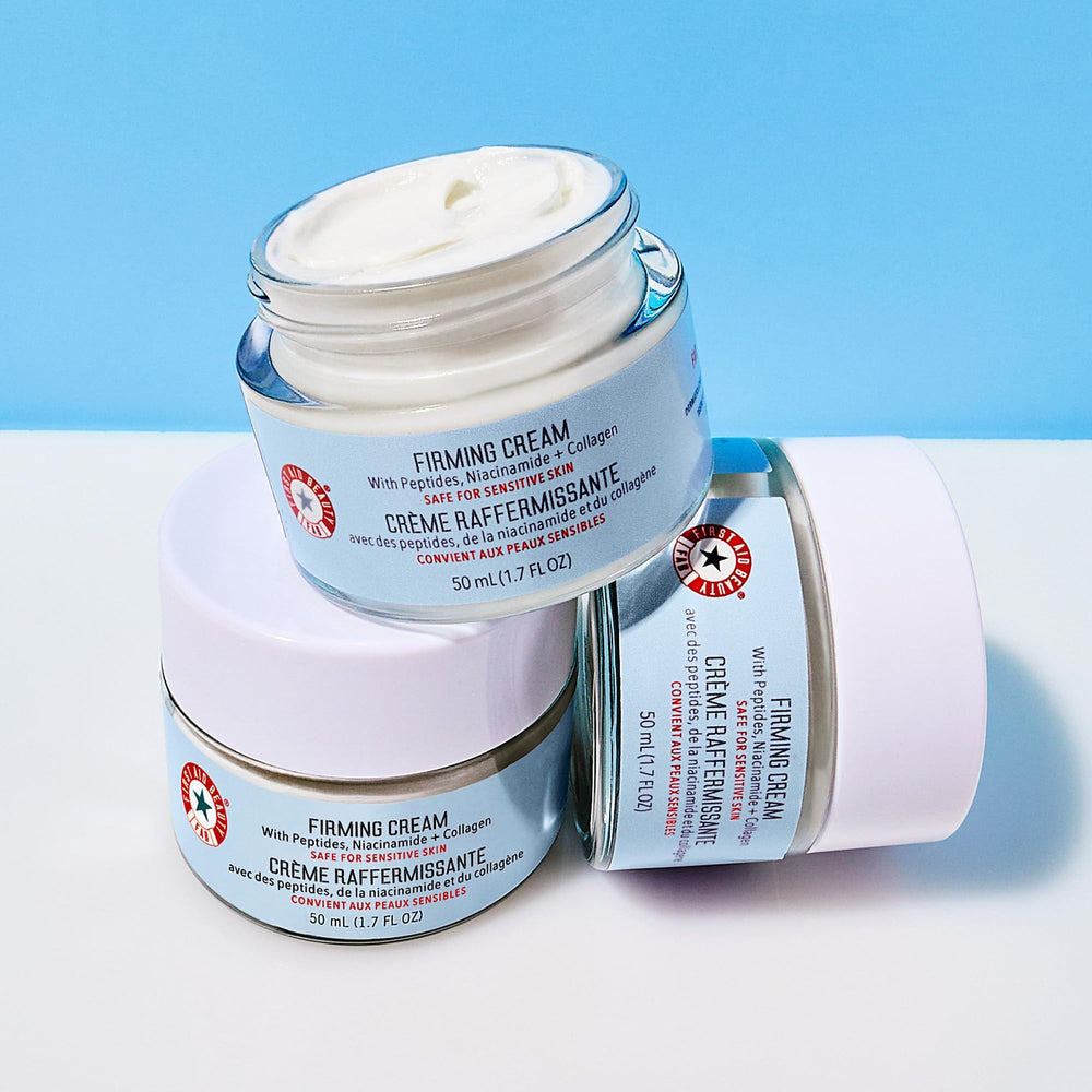 First Aid Beauty Firming Cream label shows collagen ingredients