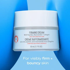First Aid Beauty Firming Cream applied to hands for daily hydration