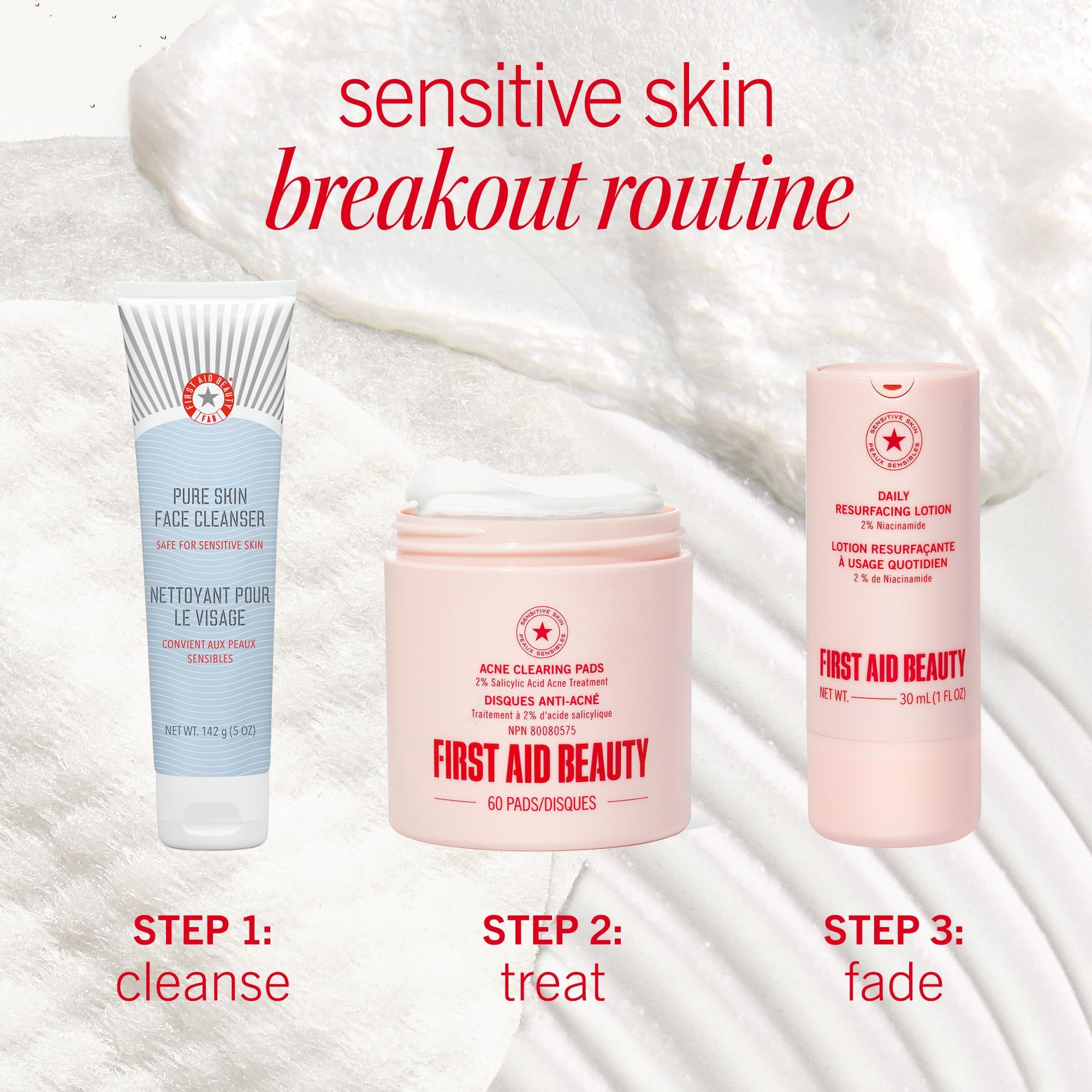 First Aid Beauty Lactic Acid Lotion on palm demonstrating sheer, breathable hydration.