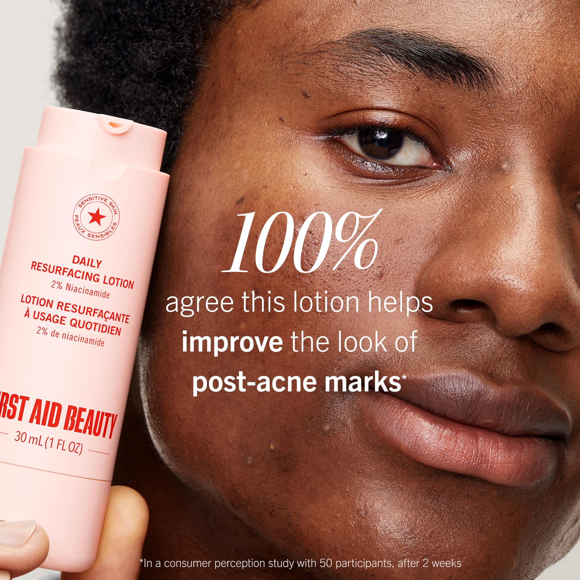 First Aid Beauty Lactic Acid Lotion surrounded by other skincare items for nightly routine.