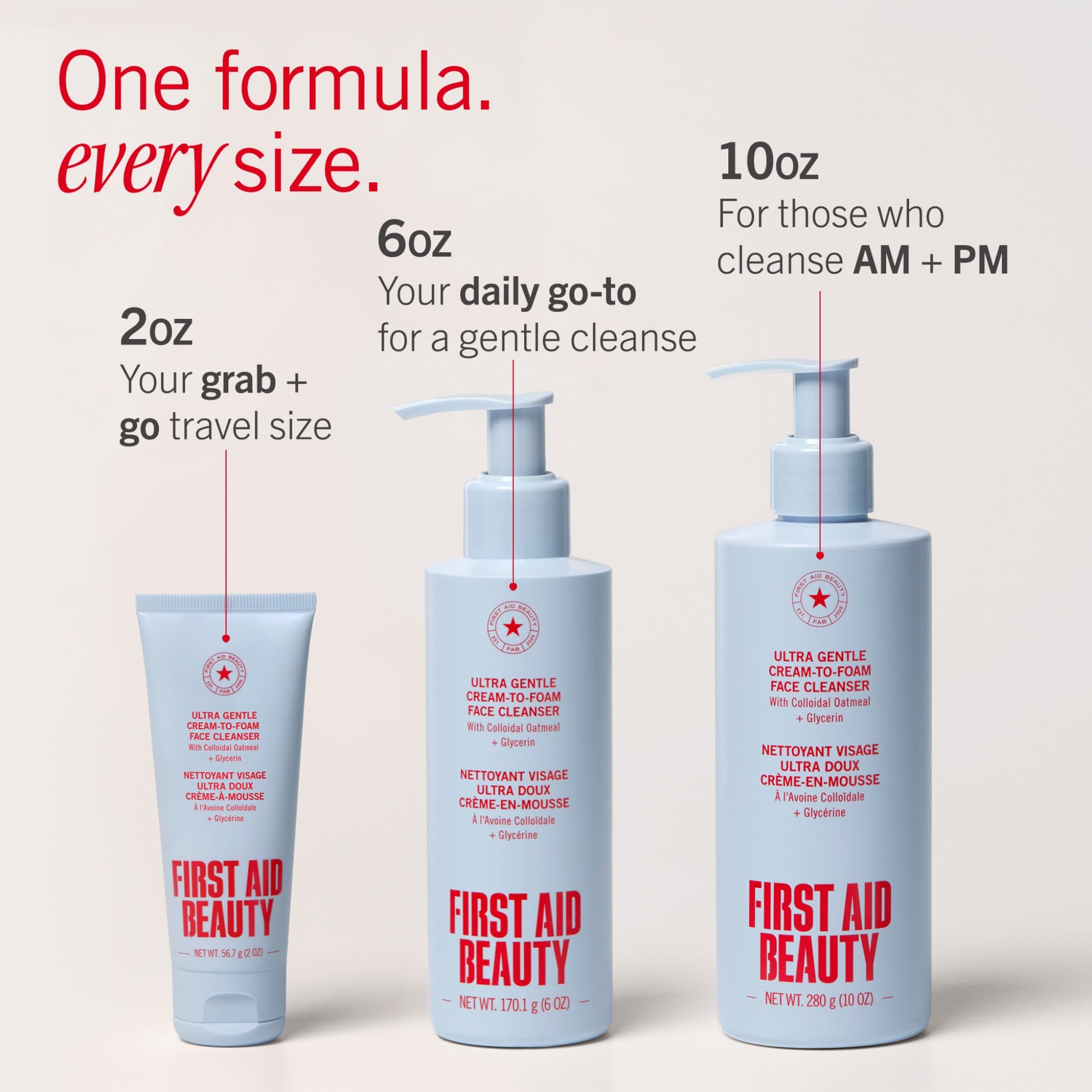 First Aid Beauty Ultra Gentle Cream-to-Foam Cleanser rinsing away impurities from skin