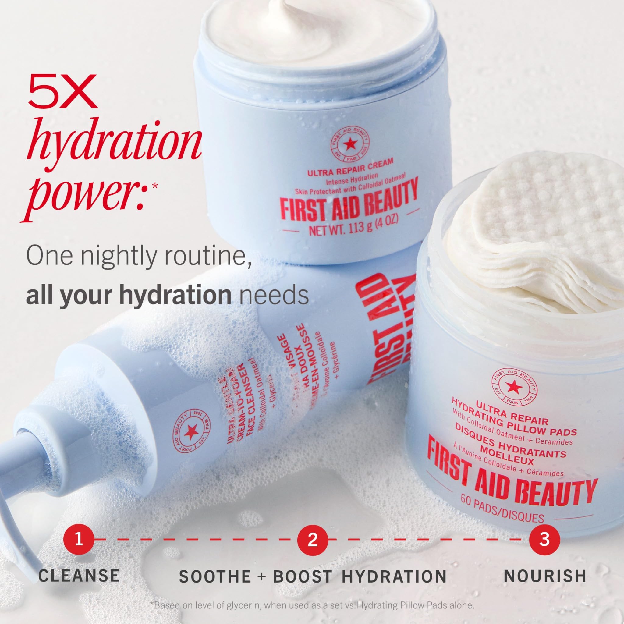 First Aid Beauty Ultra Gentle Cream-to-Foam Cleanser texture close-up during wash