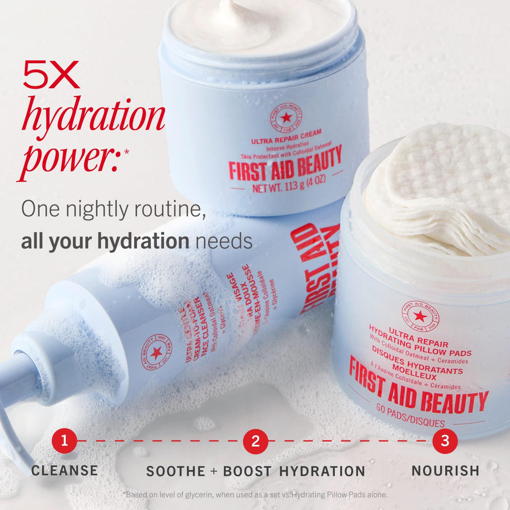 First Aid Beauty Ultra Gentle Cream-to-Foam Cleanser texture close-up during wash